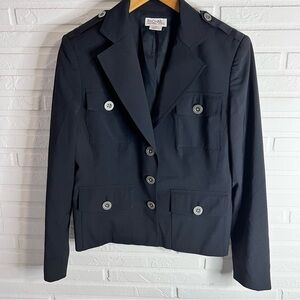 Michael Michael Kors Black Wool Blend Button Up Sports Blazer, Women’s Size 10